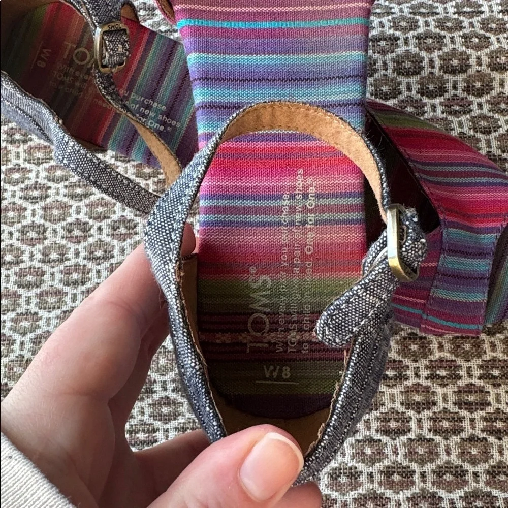 TOMS Women's Multicolor Striped Wedge Sandals Size 8